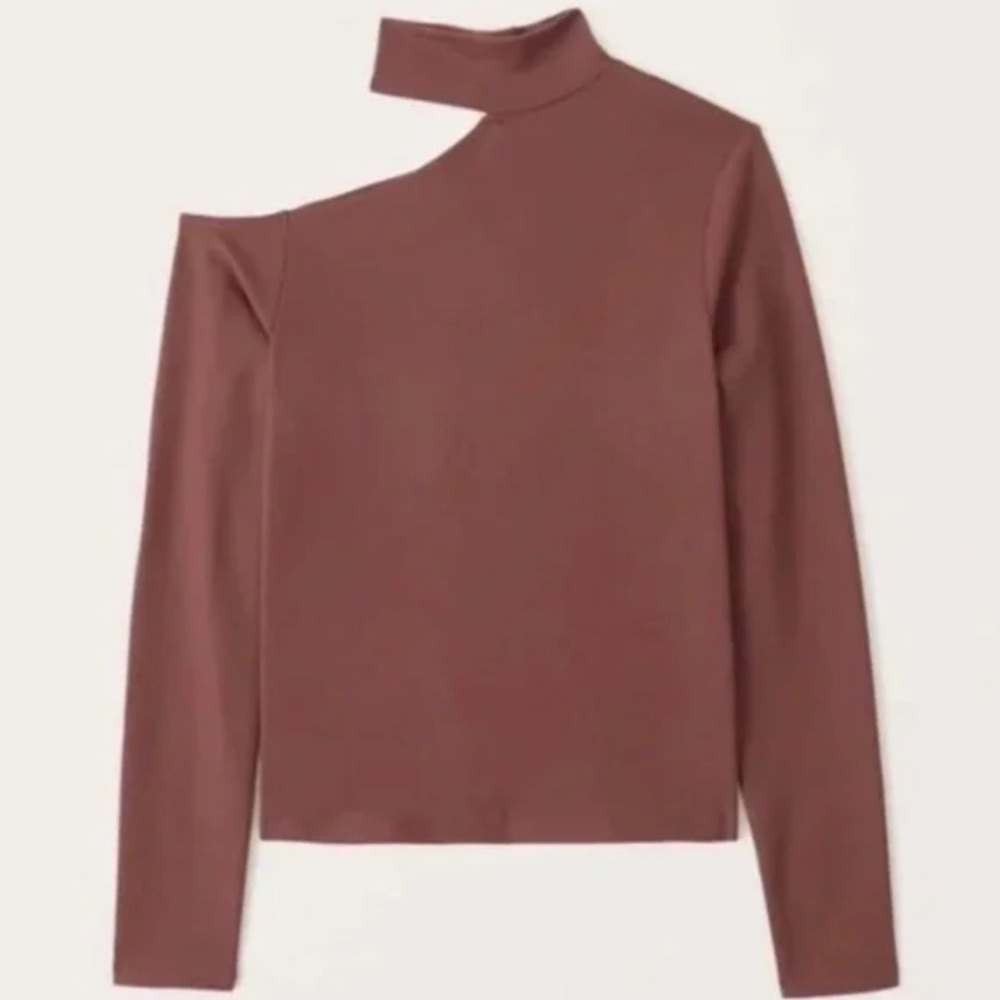 Abercrombie & Fitch Maroon Asymmetrical Long Sleeve Top